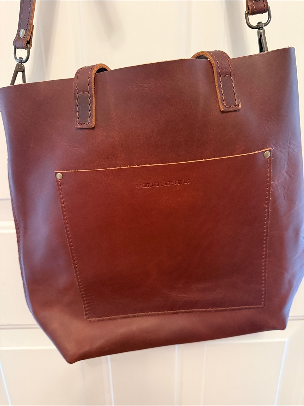 Portland Leather Goods Tote Bag in Dark Brown crossbody or use shoulder straps - Picture 14 of 14